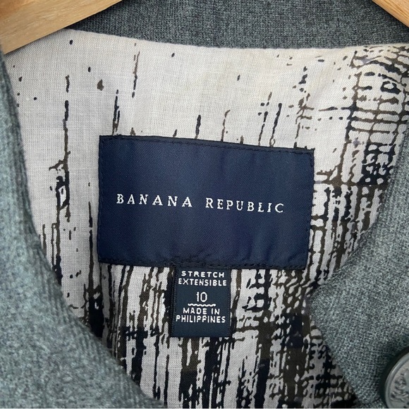 BANANA REPUBLIC GREY STRETCH CLASSIC RAYON BLEND SINGLE BREASTED BLAZER, 10 - Picture 7 of 15